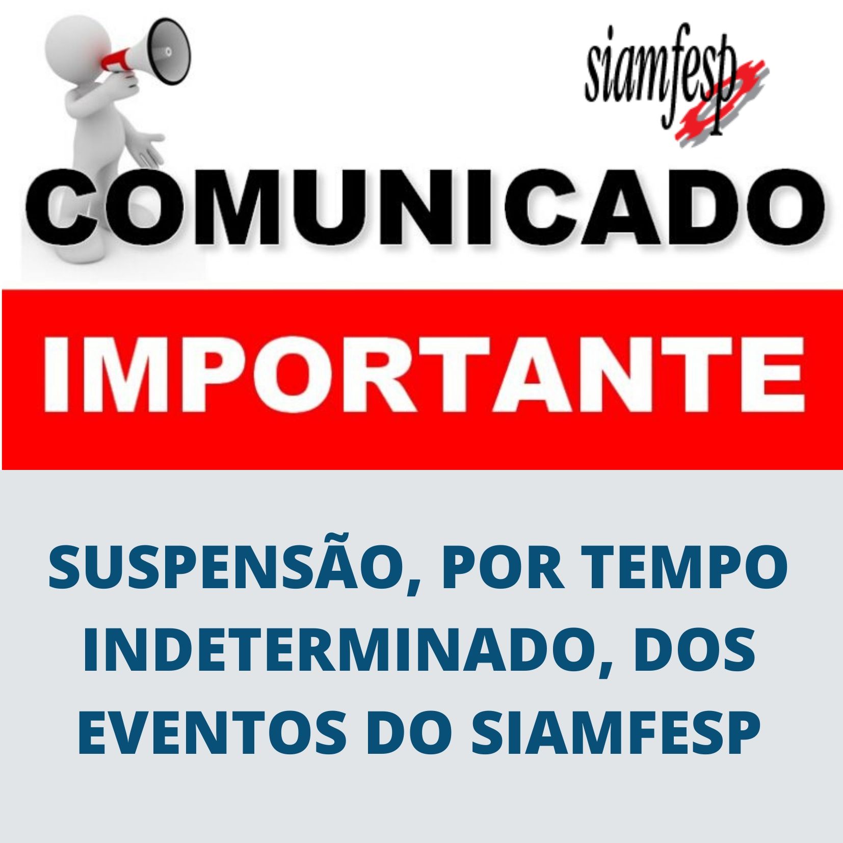 Suspensão dos eventos do SIAMFESP