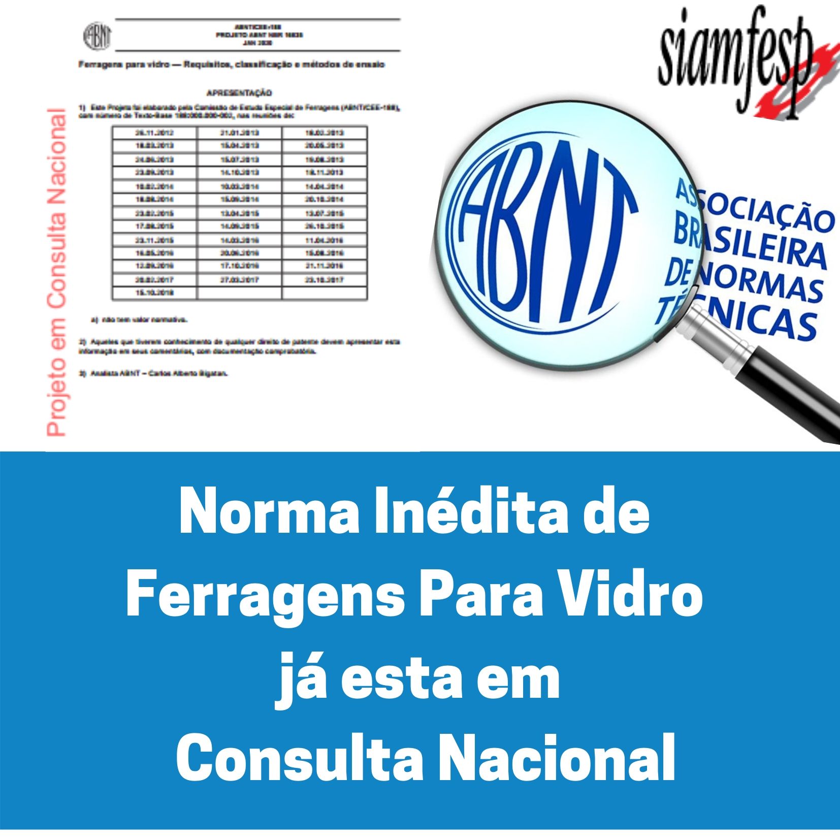 Norma de Ferragens para Vidro está em Consulta Nacional