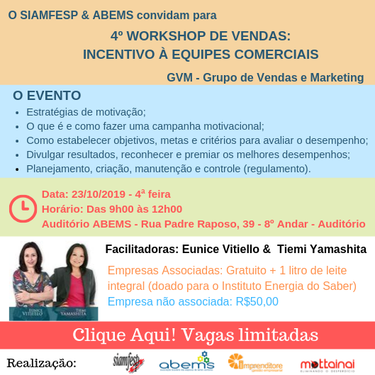 O SIAMFESP ABEMS convidam GVM Grupo de Vendas e Marketing